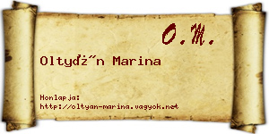 Oltyán Marina névjegykártya